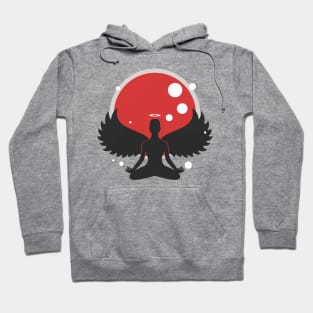 A meditating angel with spread wings Hoodie